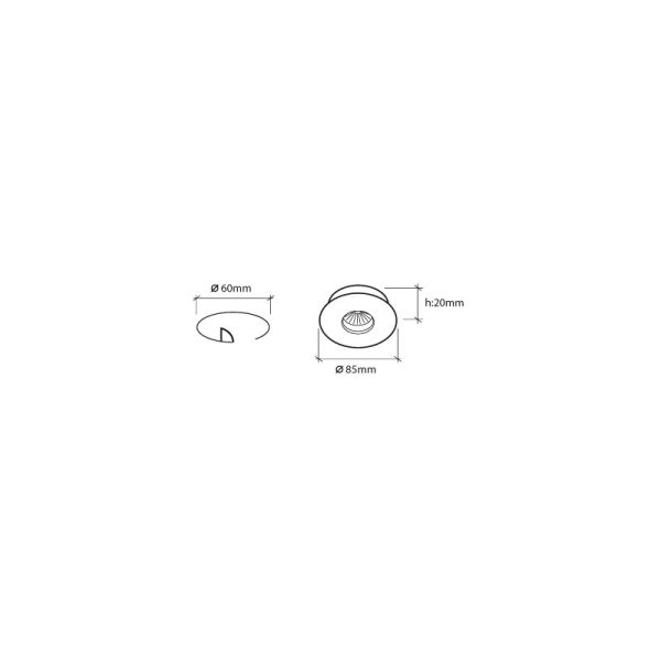 Dimensiones Aro Emotrable estanco BPM 3005 | LeonLeds Aros Empotrables