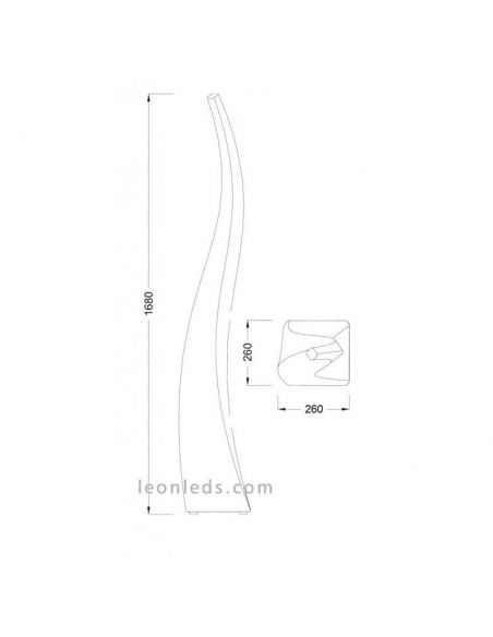 Dimensiones de Lámpara de Pie Flame blanca para exterior | LeonLeds Iluminación exterior