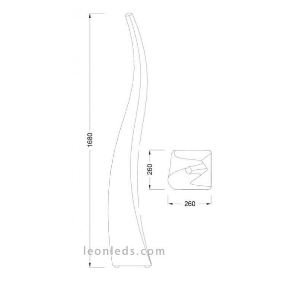 Dimensions du Lampadaire Blanc Flamme pour l'extérieur | Éclairage extérieur LeonLeds