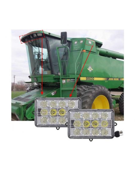 Farol LED retangular para John Deere | Faróis LED LeonLeds