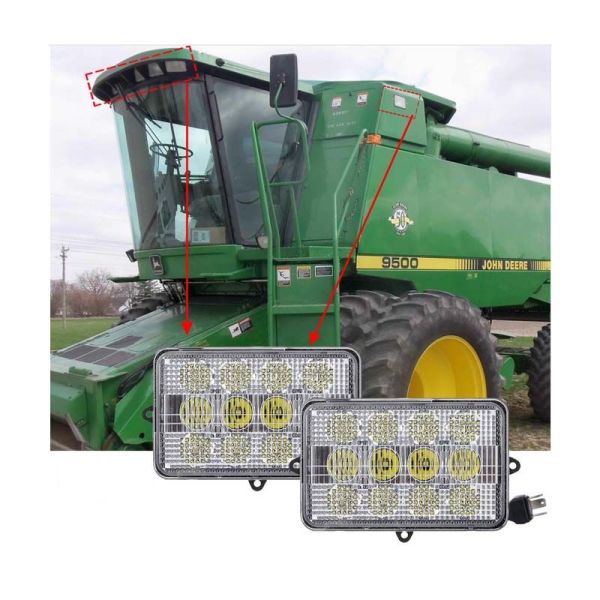 Farol LED retangular para John Deere | Faróis LED LeonLeds