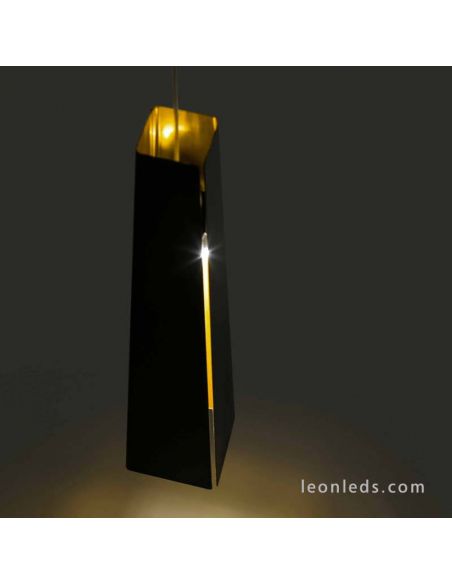 Pantalla de Lámpara de techo Pluma negra y dorada de Faro Barcelona | LeonLeds Iluminación