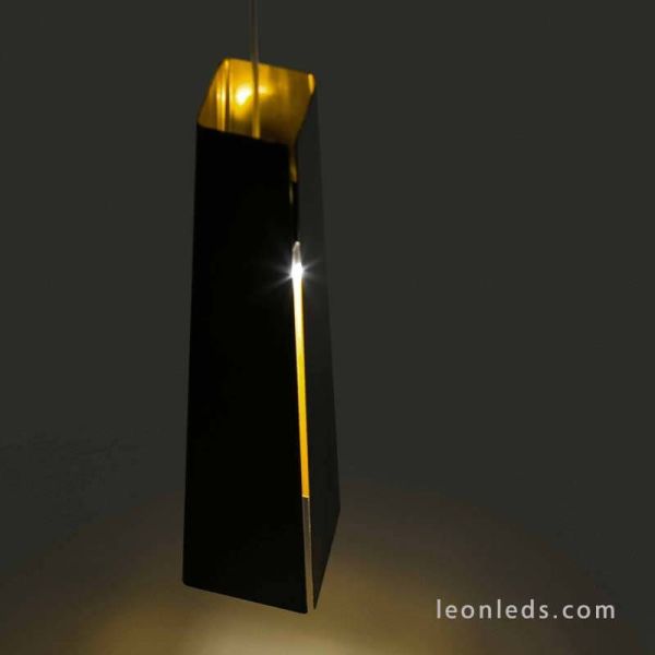 Pantalla de Lámpara de techo Pluma negra y dorada de Faro Barcelona | LeonLeds Iluminación