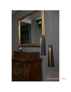 Lampe à suspension moderne noire et dorée Pluma de la marque Faro Barcelona | Éclairage LeonLeds 2