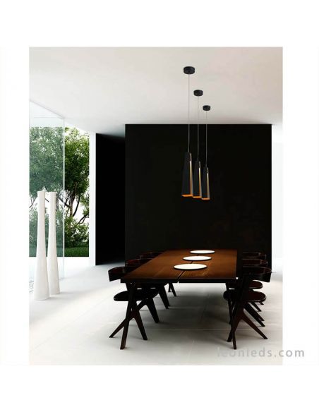Lámpara de Techo Negra y Dorada moderna serie Pluma de Faro Barcelona | LeonLeds Lámparas de Techo