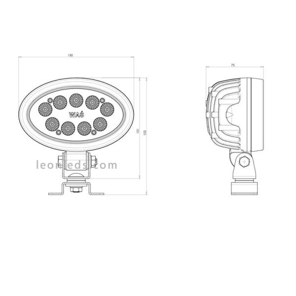 Farol LED de trabalho oval 7000Lm