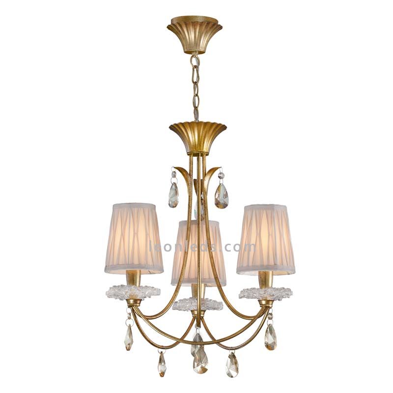 Lámpara de Techo Dorada con 3 brazos Clásica Sophie 6293 | LeonLeds.com