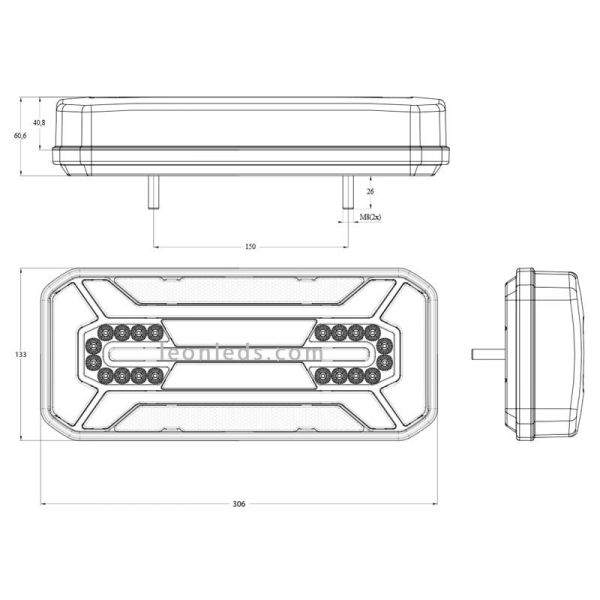 Dimensiones de Piloto LED trasero