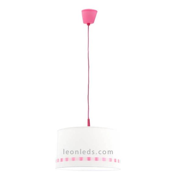 Lámpara infantil de techo Rosa y blanca serie lacito
