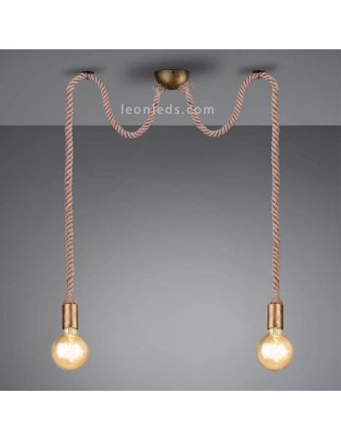 Lámpara de techo con 2 cuerdas colgantes para instalar 2 Bombillas LED