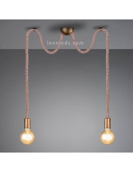 Lámpara de techo con 2 cuerdas colgantes para instalar 2 Bombillas LED