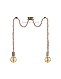 Lámpara de techo con dos cuerdas de estilo Vintage serie Rope de Trio Lighting