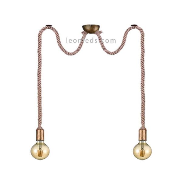 Lámpara de techo con dos cuerdas de estilo Vintage serie Rope de Trio Lighting