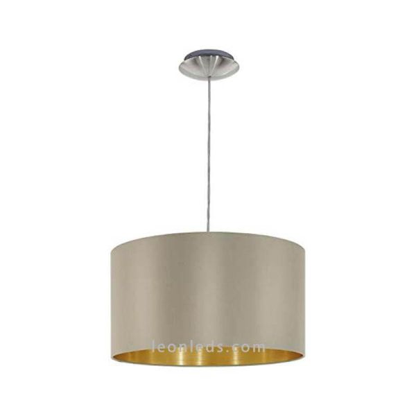 Plafonnier design moderne avec abat-jour textile marron et or