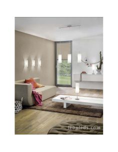 Lampe de table blanche et chromée série Troy 3 par eglo | Lampe de table LeonLeds 2