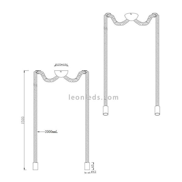 Luminária de teto vintage com 2 cordas penduradas