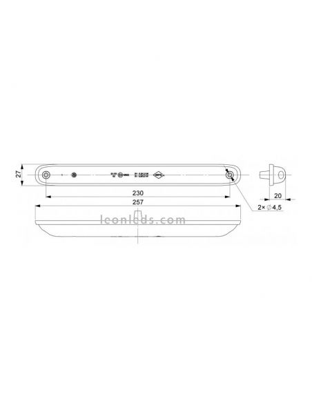Dimensiones de Barra LED de freno y posición
