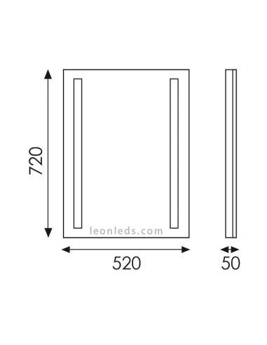 Dimensiones de espejo LED de baño