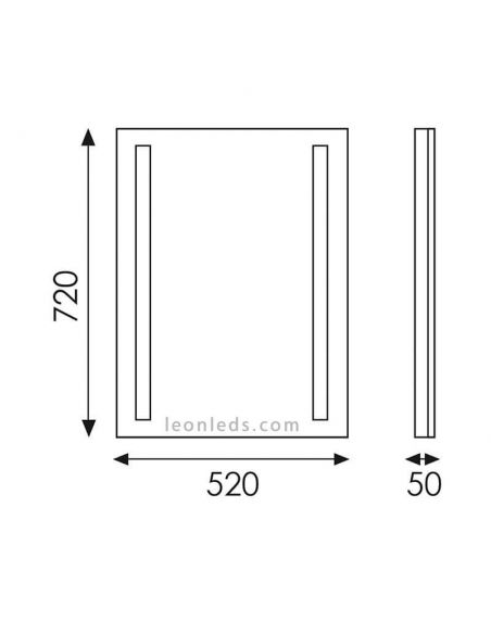 Dimensiones de espejo LED de baño