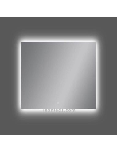 Vidro para banheiro com retroiluminação LED e botão de toque quadrado | LeonLeds LED Glass