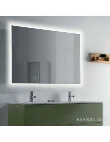 Vidro com luz LED para banheiro e botão touch, modelo Estela by ACB | Cristais LeonLEDS com luz LED