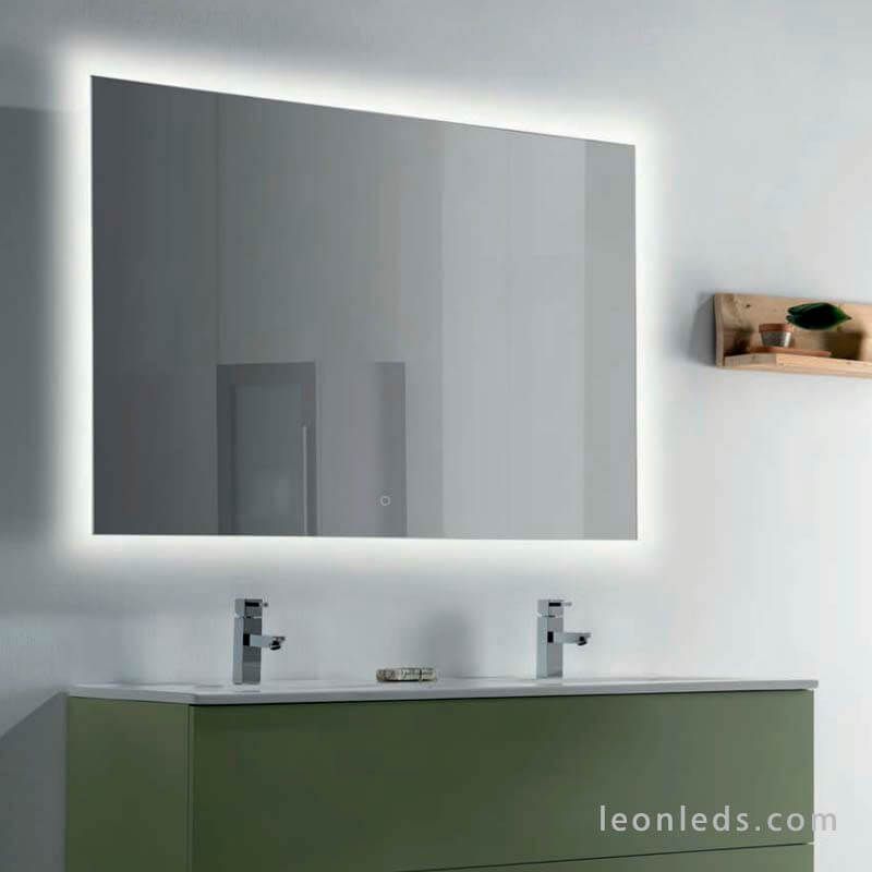 Espejo LED detras y Boton tactil Estela | LeonLeds.com