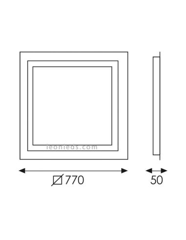 Dimensions du miroir LED carré série ACB Mul