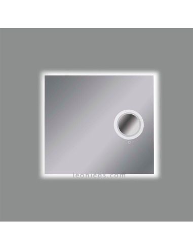 Miroir LED carré avec miroir grossissant et lumière LED | Miroirs LED LeonLeds