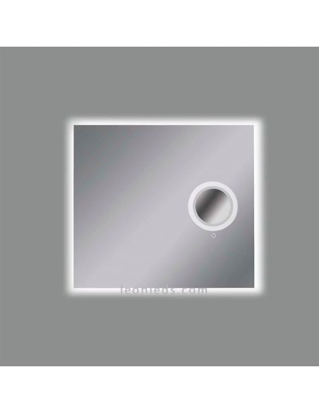 Espelho LED quadrado com espelho de aumento e luz LED | Leon Leds LED Espelhos
