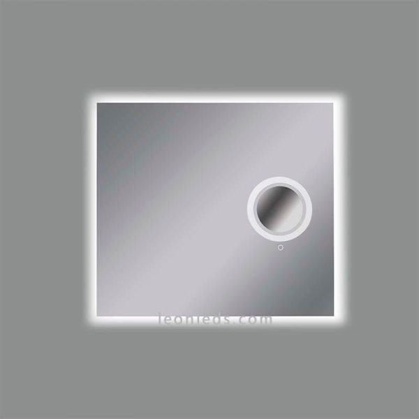 Miroir LED carré avec miroir grossissant et lumière LED | Miroirs LED LeonLeds
