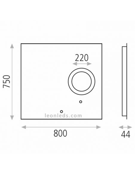 Dimensiones de Espejo LED Olivia | LeonLEDS Iluminación LED