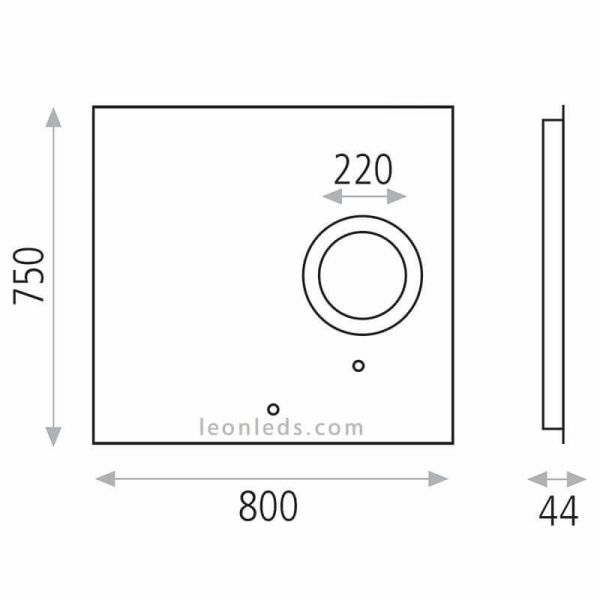 Dimensions du miroir LED Olivia | Éclairage LED LeonLEDS