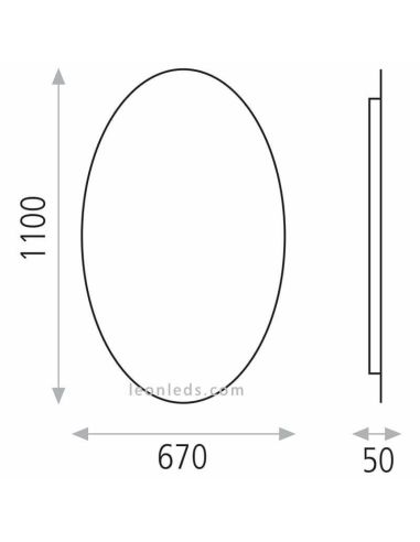 Dimensiones de Espejo LED Ovalado de la marca Abc Iluminación modelo Adriana