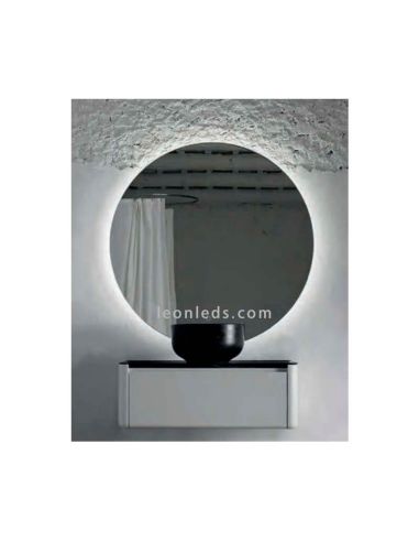 Espejo LED redondo modelo Bari de ACB Iluminación con botón Tactil | LeonLeds Espejos LED