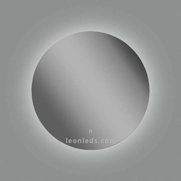 Miroir LED rond avec éclairage latéral arrière et bouton tactile, modèle Bari de Acb Iluminación | Miroirs LED LeonLeds