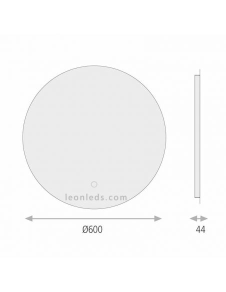 Dimensões do espelho LED redondo Bari | Espelhos LED redondos LeonLeds