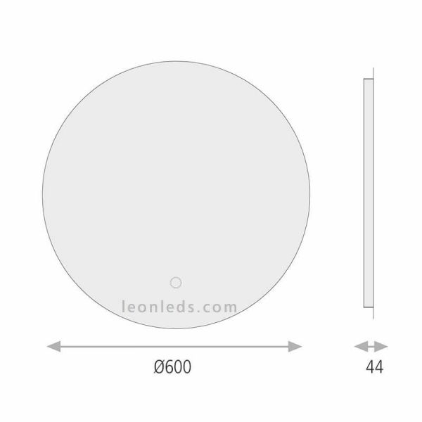 Dimensions du miroir LED rond Bari | Miroirs LED ronds LeonLeds