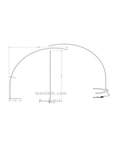 Dimensions du Lampadaire Arc Noir LED modèle Shangai | Éclairage Trio