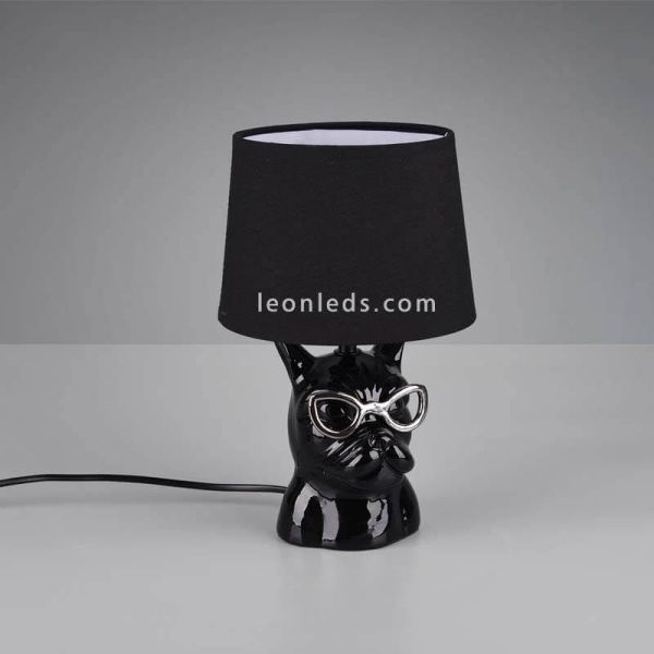 Lámpara de sobremesa negra con cara de perro con gafas serie Dosy de Trio Lighting | LeonLeds Lámparas de sobremesa