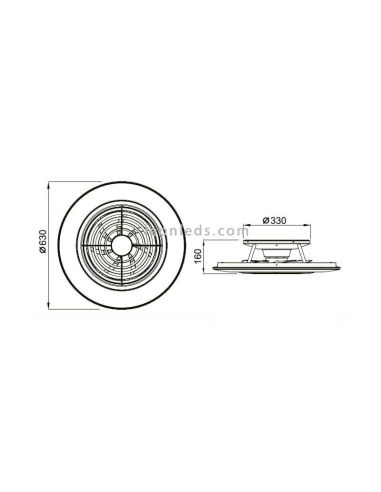 Dimensiones de Ventilador de Techo LED Alisio de Mantra 6705 | LeonLeds Ventiladores LED