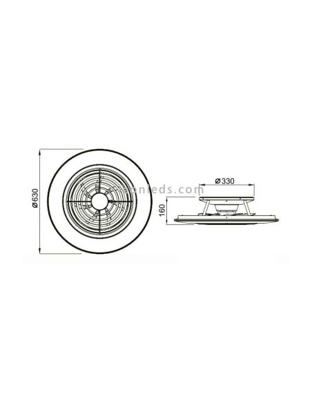 Dimensiones de Ventilador de Techo LED Alisio de Mantra 6705 | LeonLeds Ventiladores LED