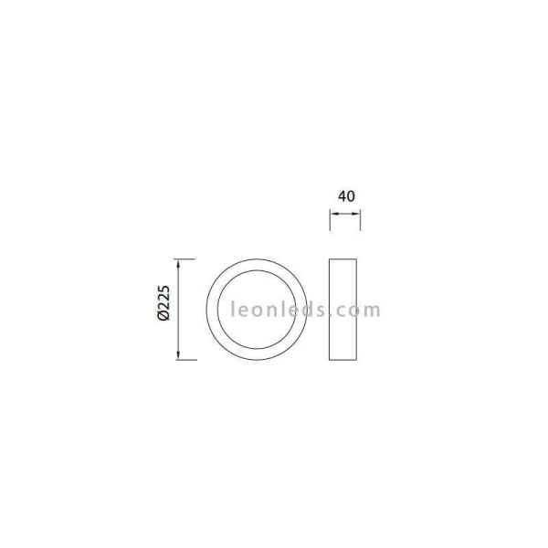 Dimensiones de Plafon LED redondo 24W de la serie Saona de Mantra | LeonLeds Plafones LED