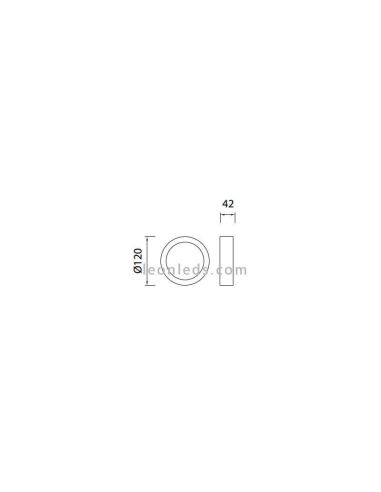 Dimensiones de Plafon LED superficie redondo de al serie Saona de Mantra 8W | LeonLeds Plafones LED
