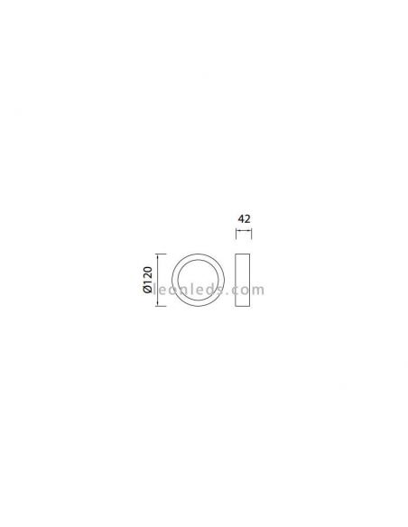 Dimensiones de Plafon LED superficie redondo de al serie Saona de Mantra 8W | LeonLeds Plafones LED