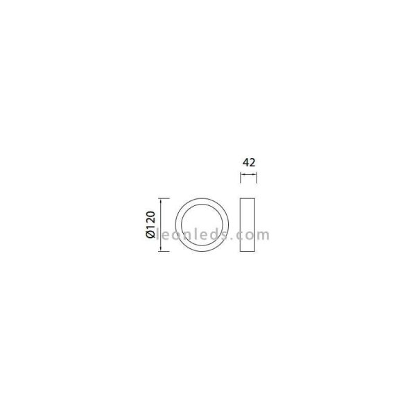 Dimensiones de Plafon LED superficie redondo de al serie Saona de Mantra 8W | LeonLeds Plafones LED