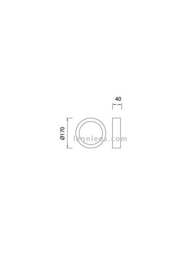 Dimensiones de Plafón superficie LED redondo serie Saona de Mantra | LeonLEDS Plafones LED