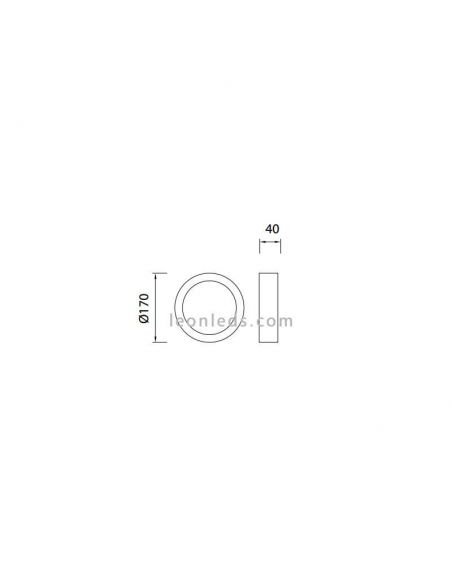 Dimensiones de Plafón superficie LED redondo serie Saona de Mantra | LeonLEDS Plafones LED