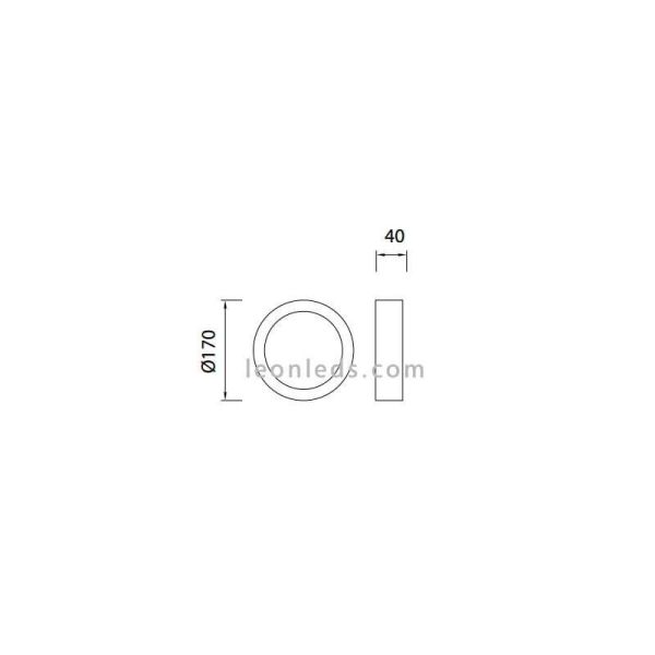 Dimensiones de Plafón superficie LED redondo serie Saona de Mantra | LeonLEDS Plafones LED