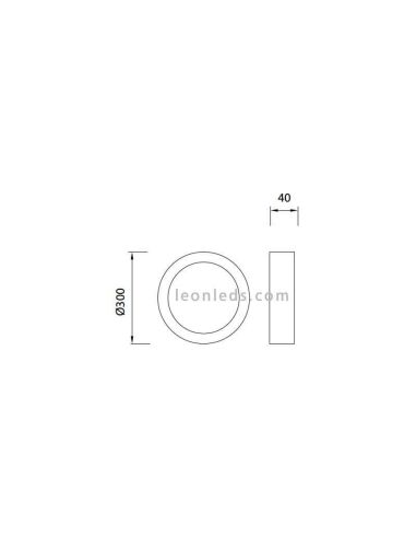 Dimensiones Plafón led superficie 30W | LeonLeds Plafones LED redondos