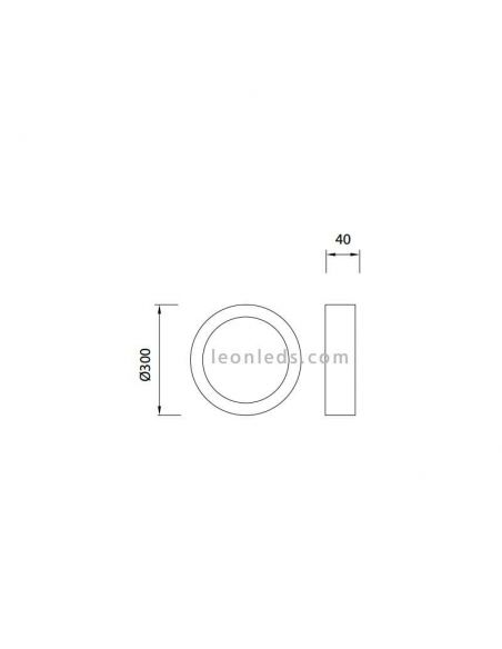 Dimensiones Plafón led superficie 30W | LeonLeds Plafones LED redondos